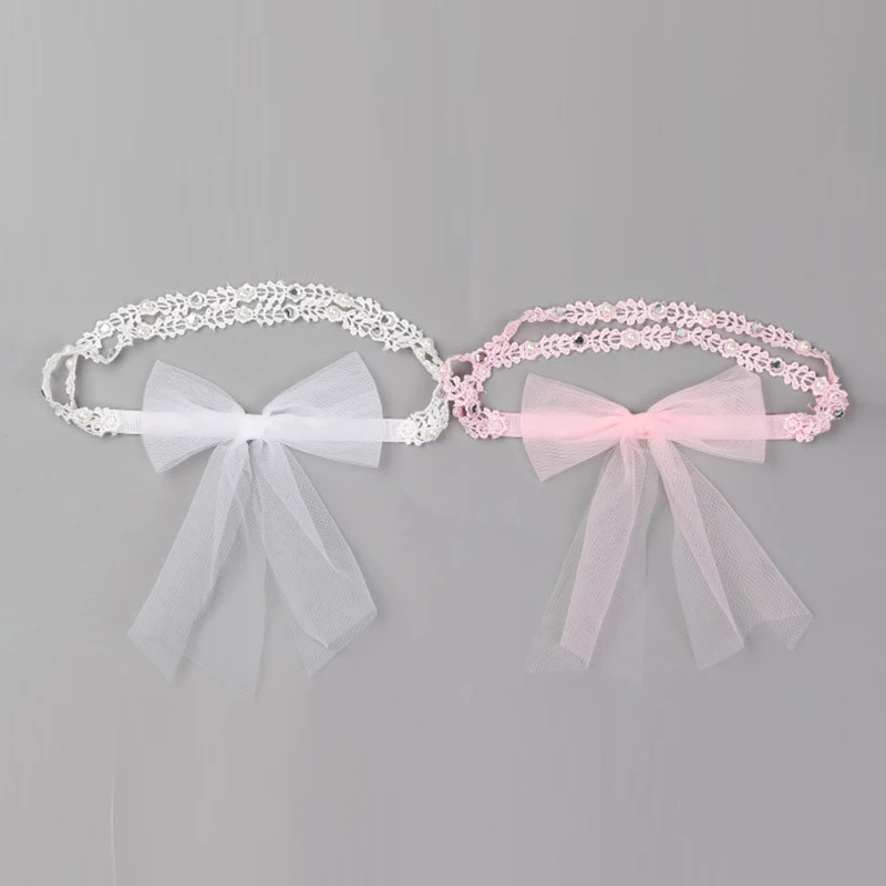 

1Pcs Baby Gift Lace Flower for Grils Embroidery Headband Photo Props Korean Style DIY Handmade White Pink