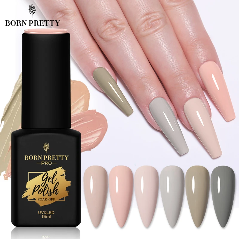 BORN PRETTY PRO 15 мл Гель лак для ногтей телесный Цветной отмачиваемый УФ светодиодный
