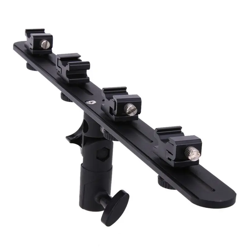 

Universal Four Flash Bracket Hot Shoe Speedlight Stand Umbrella Light Holder For Studio Video Dslr Camera Canon Nikon Yongnuo