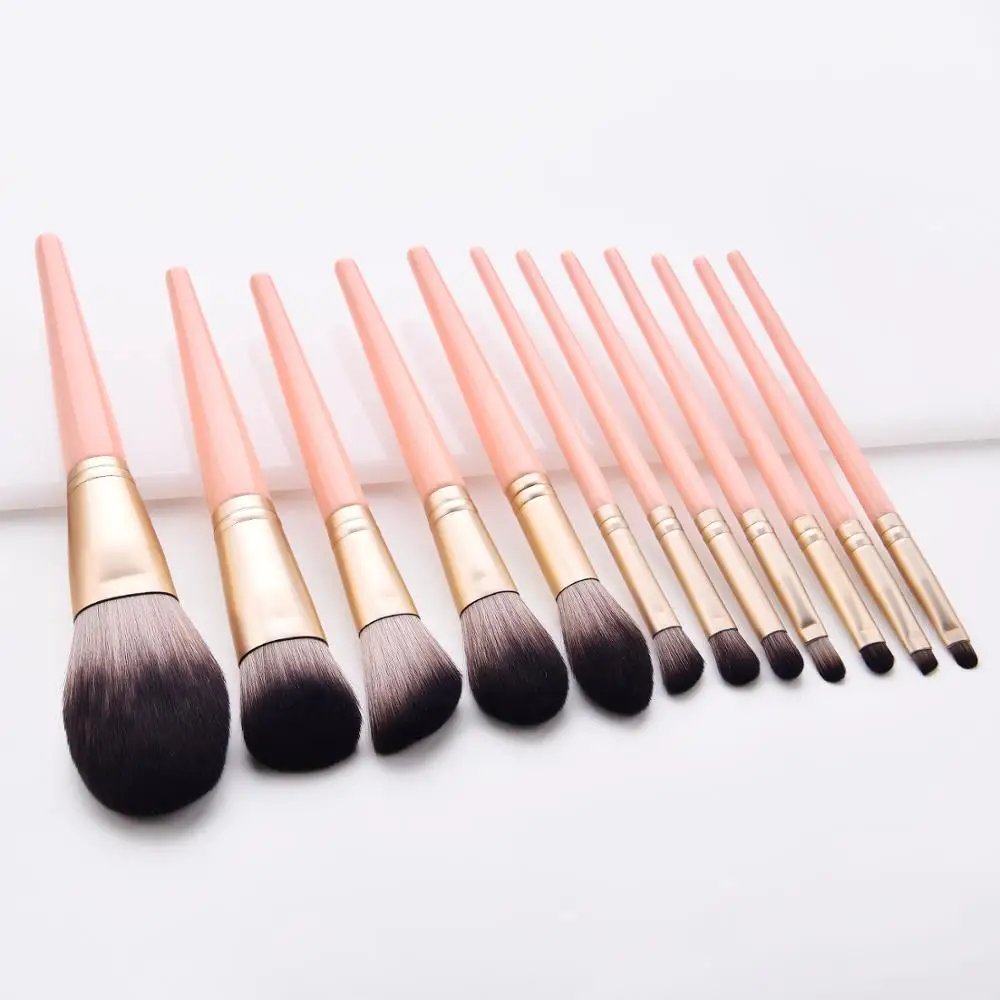 12 piezas Juego de brochas maquillaje naranja polvo suave профессиональная база liquida escultura en antulo resaltador rubor