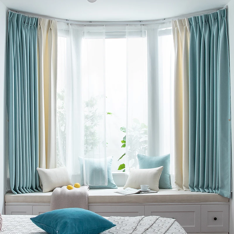

Modern Nordic Curtains for Living Room Bedroom Minimalist Solid Color Curtain Multi-color Optional Finished ProductCustomization