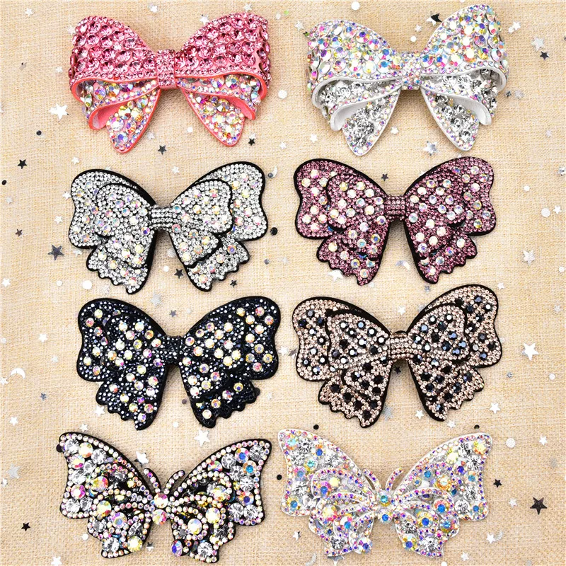 Стразы 3D нашивки бабочки аппликации ручной работы банты Пришивные Ab цветные