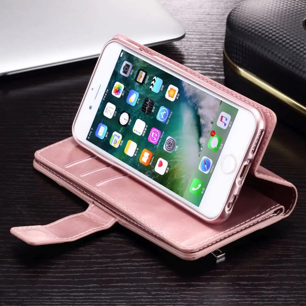 Винтажный мини кошелек на молнии для iPhone X Xr Xs Max 12 кожаный чехол с Откидывающейся