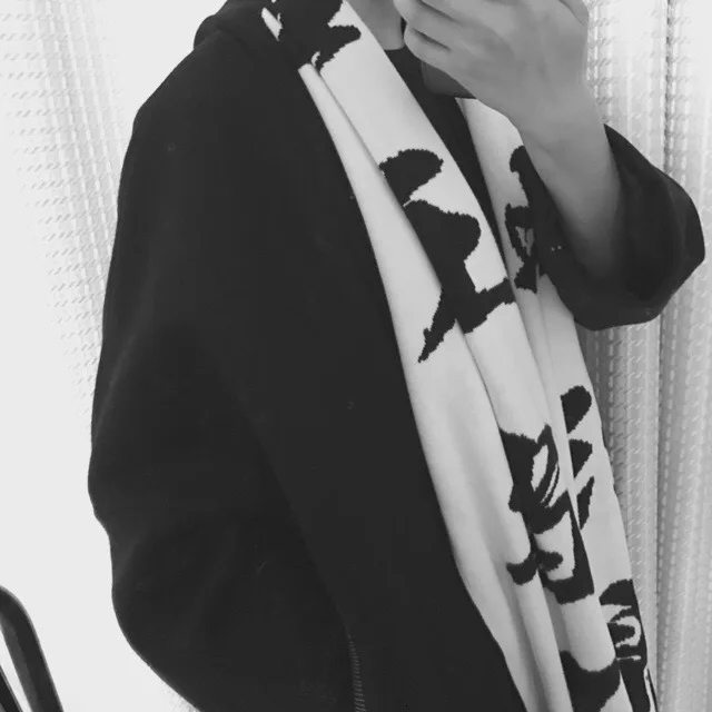 Harajuku китайская буква вязаный теплый шарф женский модный Повседневный длинный ширина шарфа пашмины