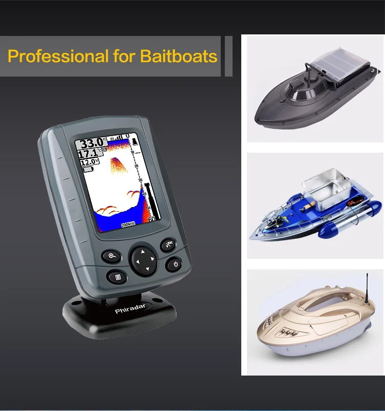 Phiradar FF688W-BG беспроводной 800 м гидролокатор рыболокатор Baitboat эхолот цветной ЖК-пульт дистанционного управления