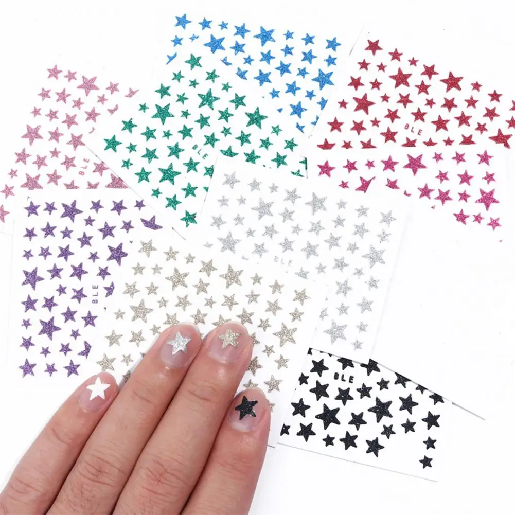 3D Nail Slider Stars Stickers Glitter Shiny Fingernail Decoration for Women