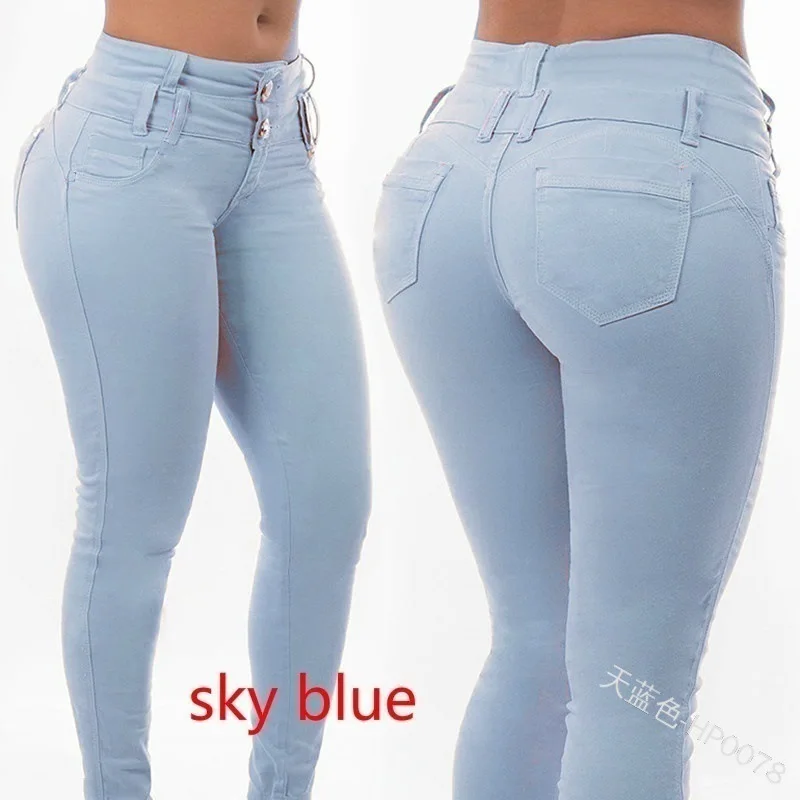 

2020 New Fashion Skinny Elasticity Sexy Denim Pants for Women Office Lady Elegangt High Waist Pengcil Pants Women Jeans Trousers