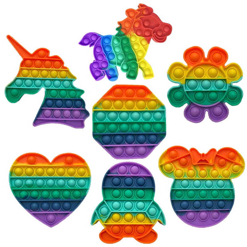 

Pop it Push Bubble Sensory Fidget Toys Rainbow Push It Bubble Antistress Toys Adult Children Sensory Toy To Relieve Autism