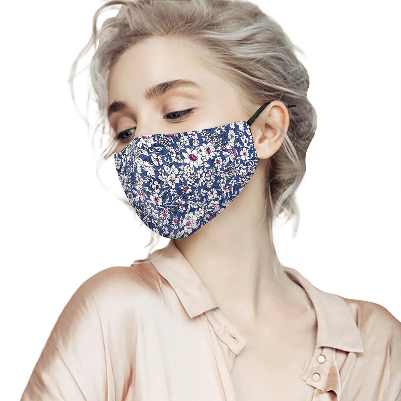 

Adult Floral Mask Women Adjustable Three-layer Masken Halloween Cosplay Washable And Breathable 3d Printed Cotton Masks