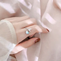 new 2021 design mermaid foam ring glass fish tail rings for women trendy charm luxury jewelry resizable rings wholesale bulk