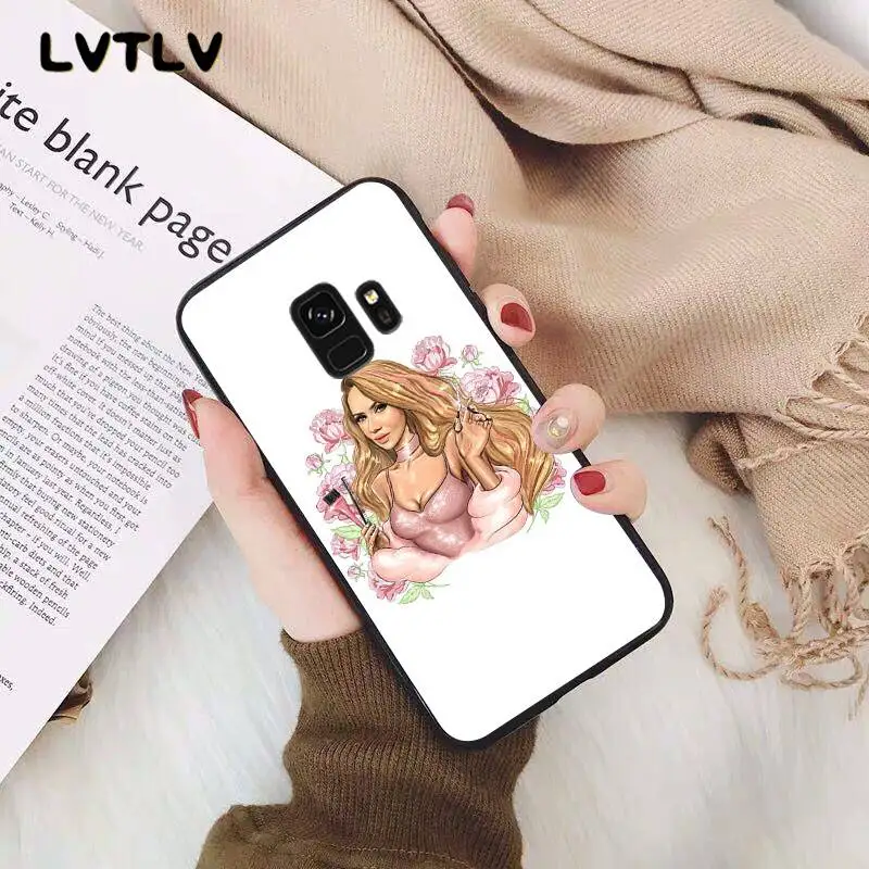 LVTLV Рождество принцесса девушка кофе черный чехол для телефона Samsung S9 plus S5 S6 edge S7 S8
