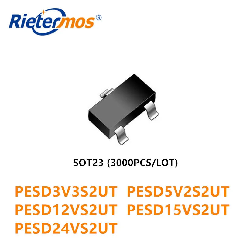 3000 шт. PESD3V3S2UT PESD5V2S2UT PESD12VS2UT PESD15VS2UT PESD24VS2UT SOT 23 Сделано в Китае|quality high| |