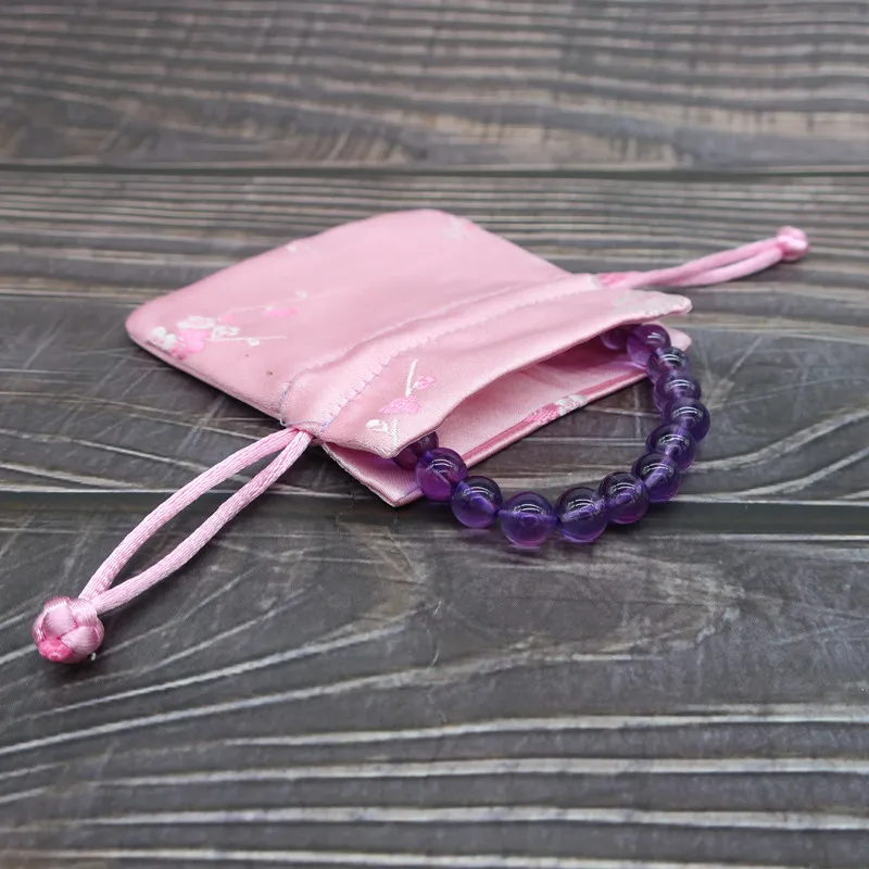 50pcs Cute Small Chinese Silk Brocade Jewelry Pouch Wholesale Drawstring Gift Packaging High Quality Sachet 8x9cm