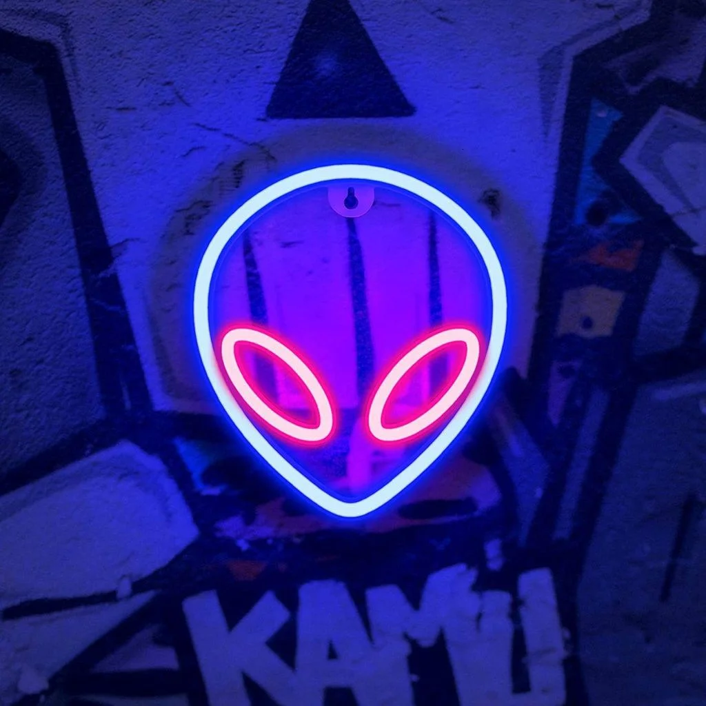 ToyTime-L&aacute;mpara de ne&oacute;n decorativa para dormitorio y sala de estar, luz LED nocturna con patr&oacute;n alien&iacute;gena, creativa-0