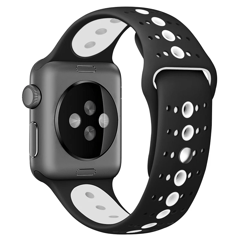 Дышащий силиконовый спортивный ремешок для Apple Watch 5 4 3 2 1 42 мм 38 мм резиновый ремешок для Iwatch 5 4 3 40 мм 44 мм