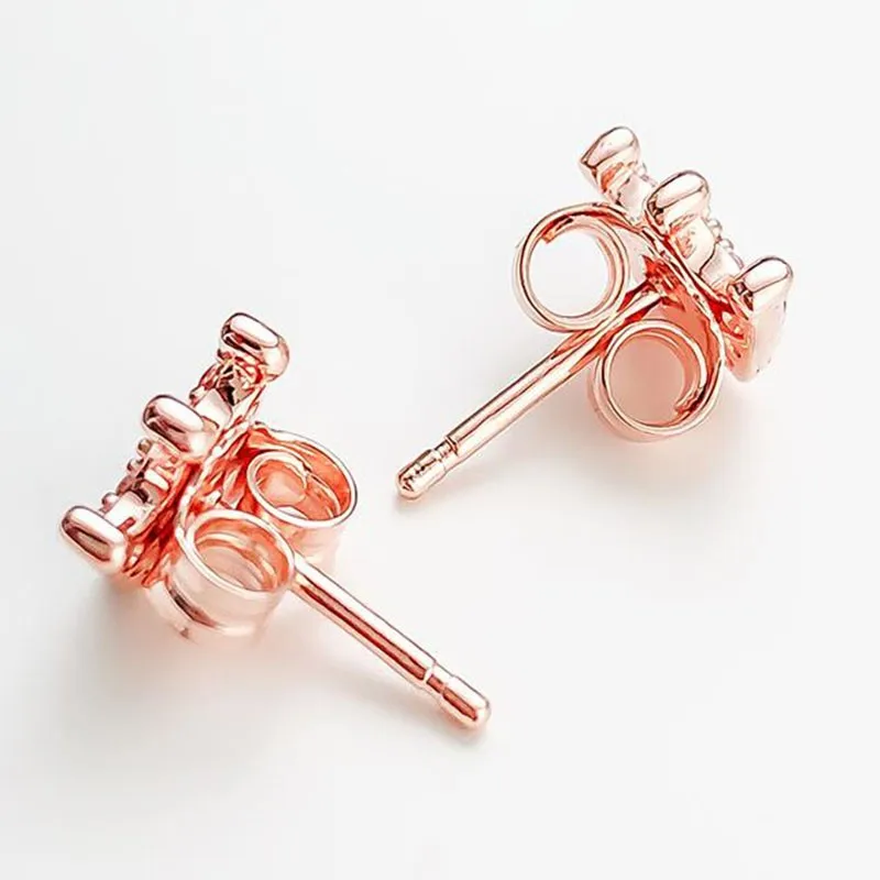 

100% 925 Sterling Silver Pan Earring Fashion Rose Gold Crown Pan Earrings For Women Wedding Gift Fashion Jewelry