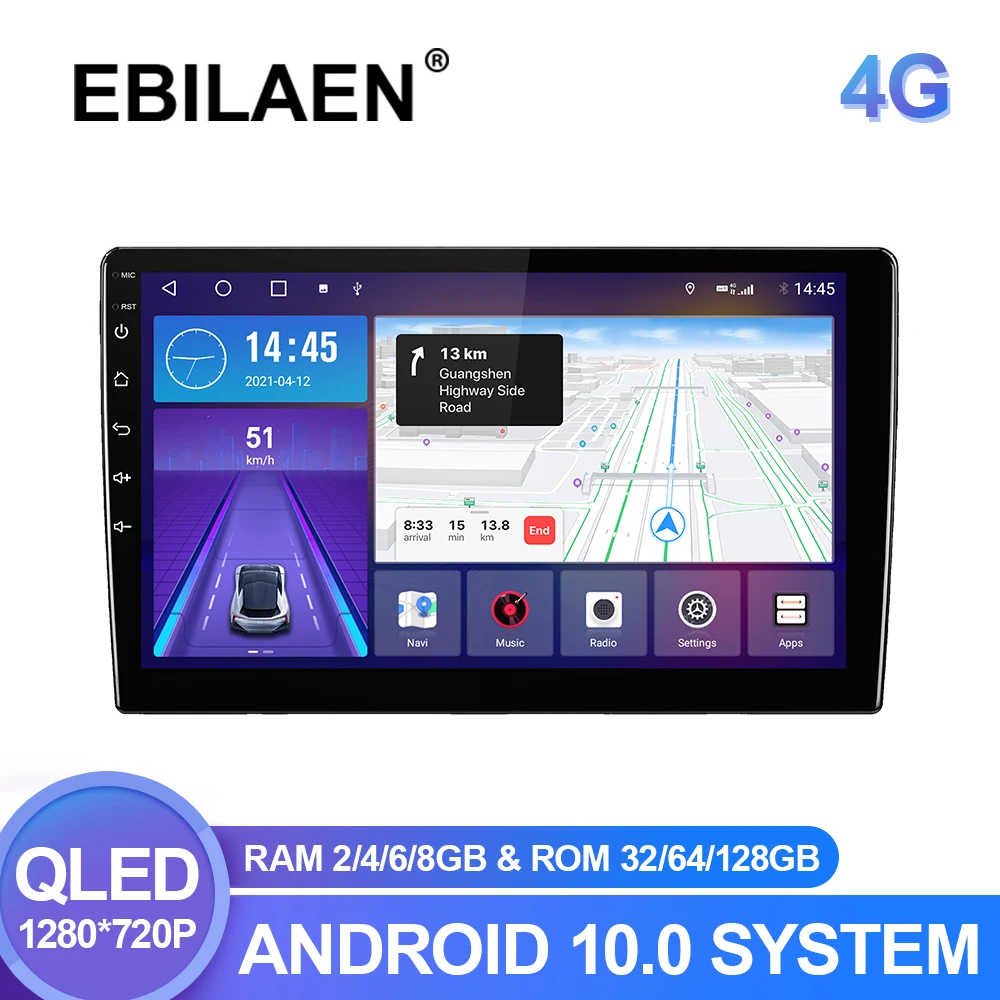 EBILAEN 9 дюймов 10 1 Автомобильный мультимедийный плеер головное устройство