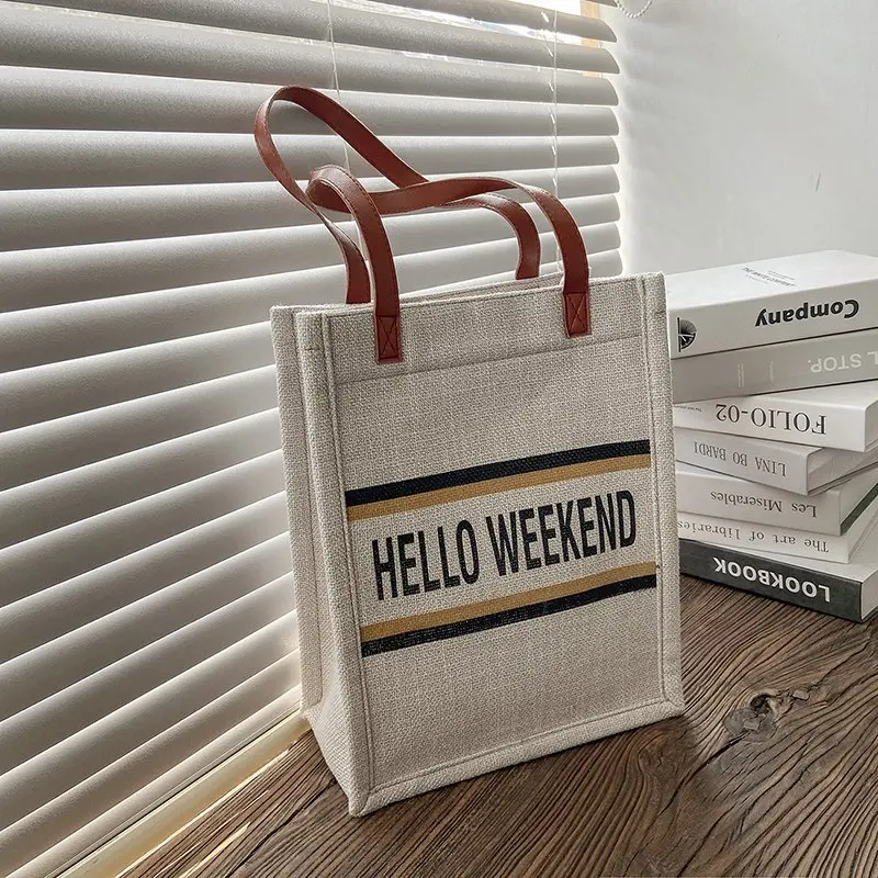 

Роскошная льняная женская сумка-тоут, повседневная вместительная дамская сумочка на плечо, пляжные сумки для женщин, 2021