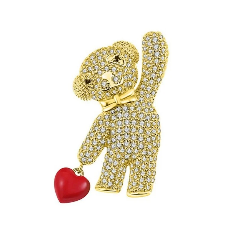 

Cute Animal Bear Zircon Brooch Pin Fashion Women Lapel Pin Christmas Gift Brooch