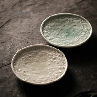 relief pot tray jingdezhen tea table ceramic tea support japanese style mat pot dry foam cover bowl ceramic whiteware antique