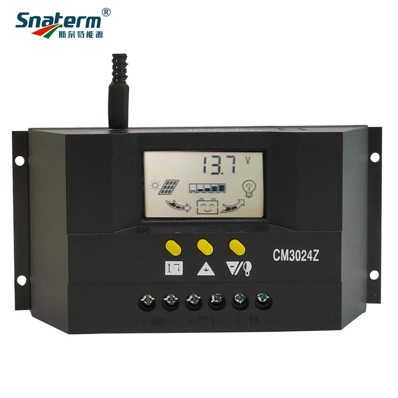 30A 12V/24V Auto Solar Panel Battery Charge Controller LCD Display Backlight Solar Collector Regulator CM3024Z