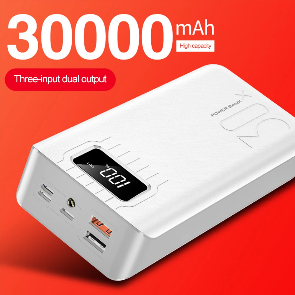 QI Быстрая Зарядка power Bank 30000 мАч USB Type C вход power bank светодиодный для Xiaomi huawei Iphone водонепроницаемый повербанк блок питания