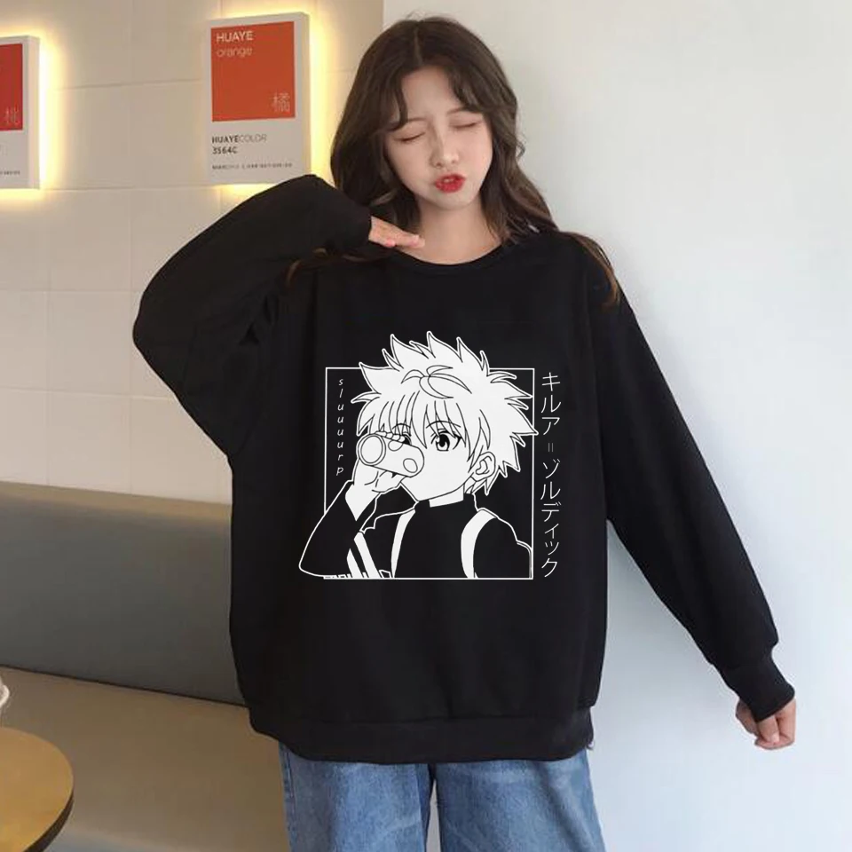 

Hunter X Hunter Killua O Neck Hot Topic Tops Shirts Hoodies for Women Anime Print Pullovers Harajuku Women Sweatshirts Tops