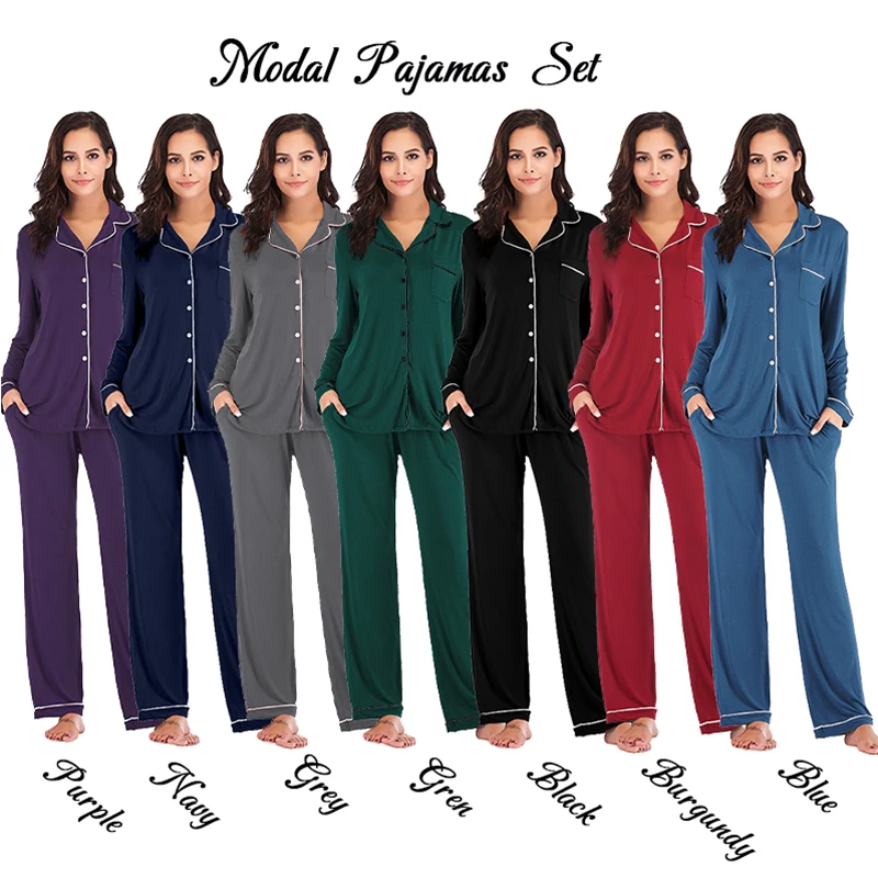 

solid modal Women Pajamas Set soft and comfortable 2 piece set women sleepwear pj sets for women modal farbic sleepwear