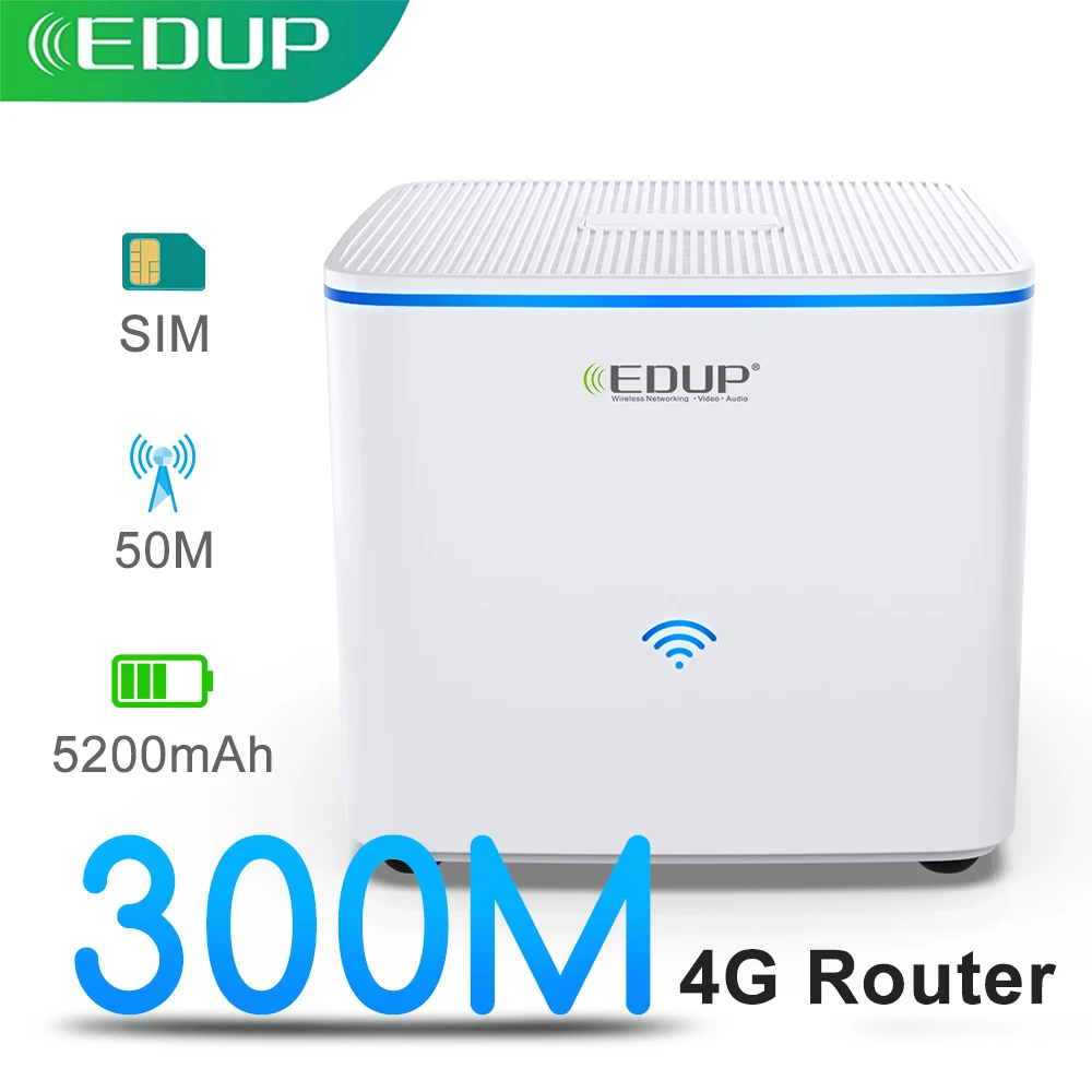 

EDUP 4G LTE WIFI Router 300Mbps Portable Hotspot Wireless Broadband MiFi Car Mobile Phone Unlocked Modem with Sim Card Slot