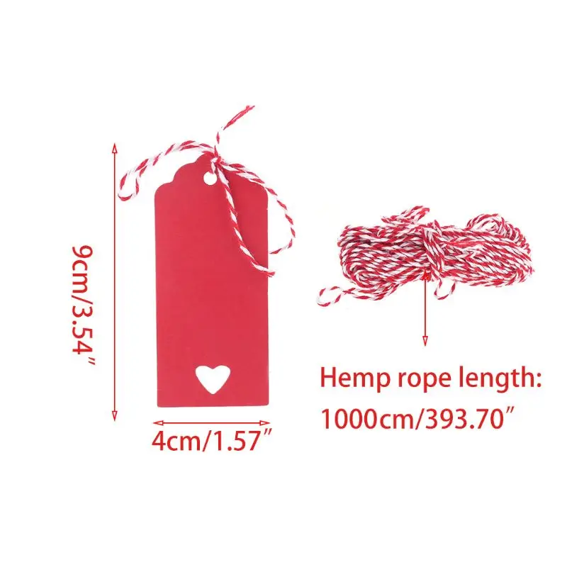 

100pcs Blank Heart Kraft Paper Gift Tags Wedding Party Favor Food Packaging Label Price DIY Cards Crafts