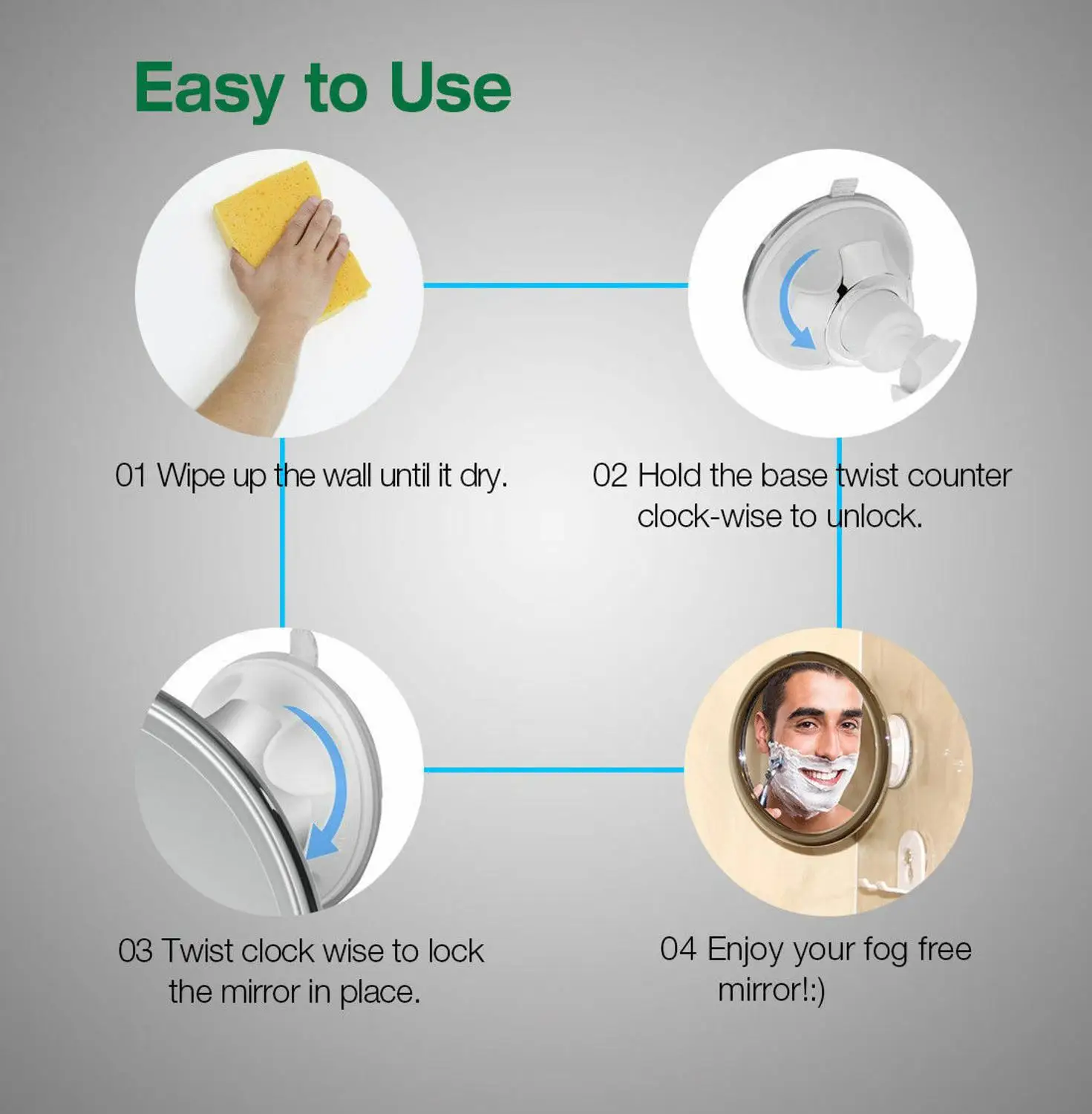 new bathroom mirror no fog suction cup mirror shower shaving makeup fog free mirror 360 degrees adjustable suction cup mirror free global shipping