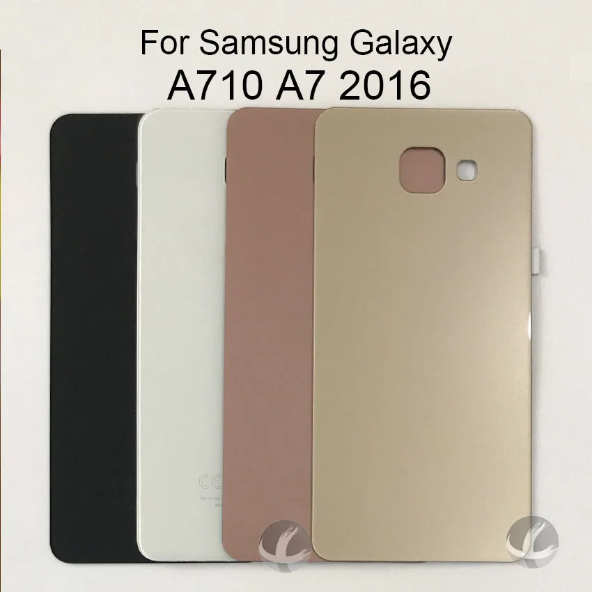 Задний корпус + клей для samsung Galaxy A710 A7 2016 Задняя стеклянная панель Пластина Крышка