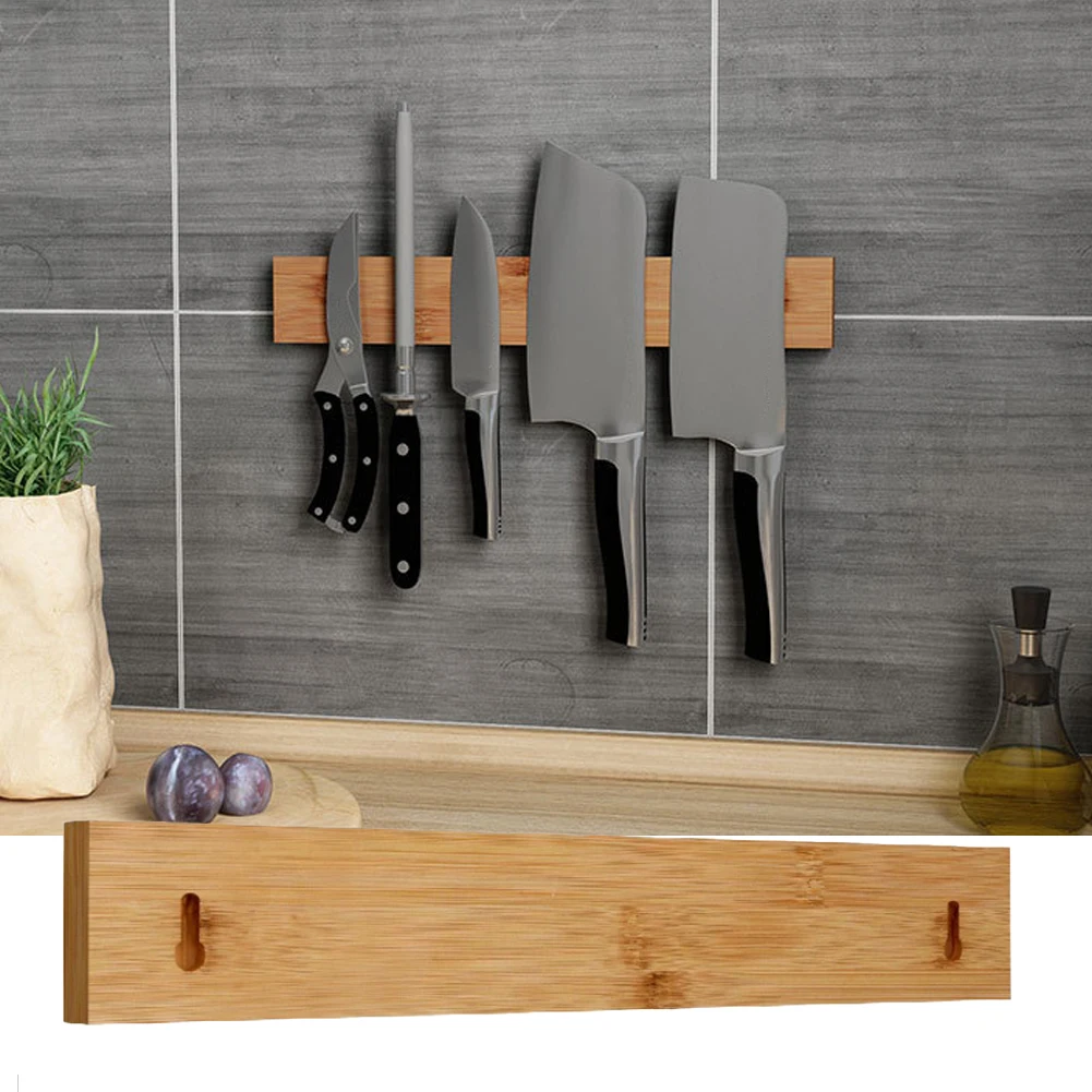 

Kitchen Tool Holder Powerful Wooden Strip Magnetic Knife Holder Wall Mount For Metal Knifes Acacia Wood Block Magnet Knives Rack