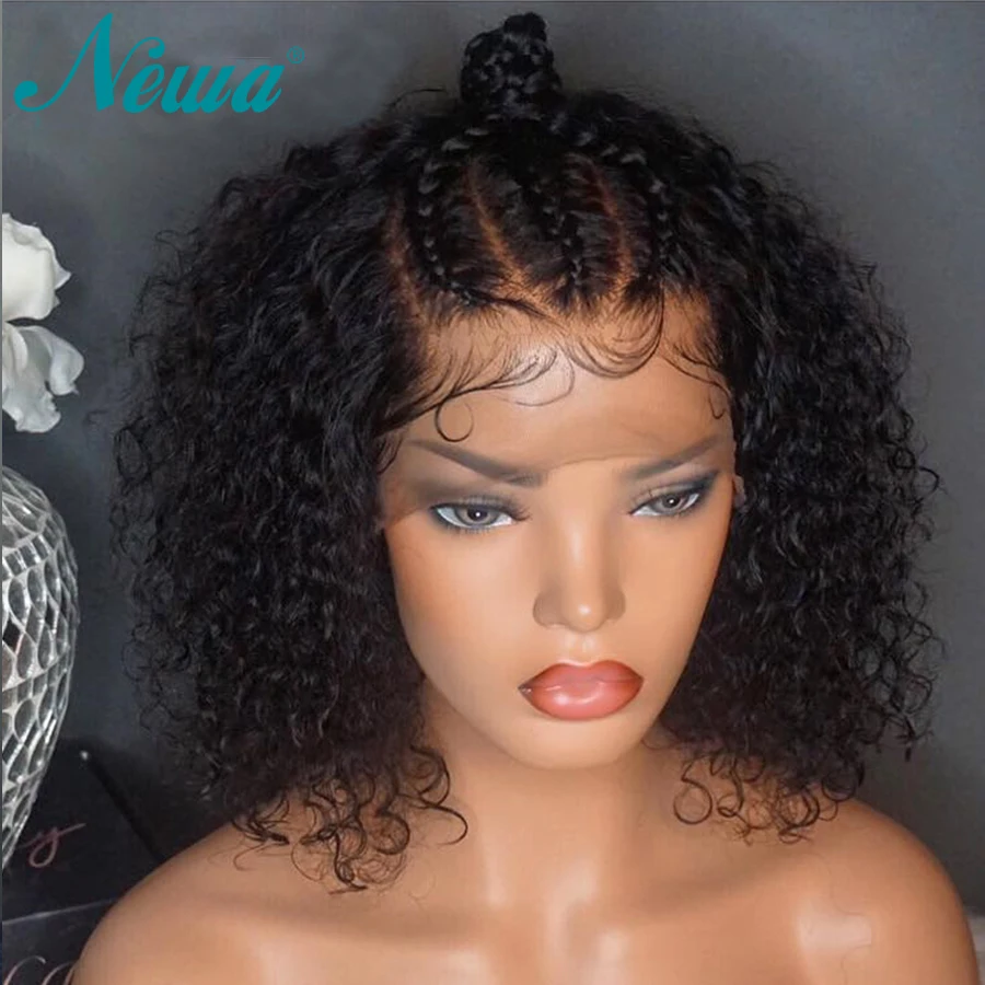 Волосы Newa короткие кружевные фронтальные человеческие волосы парики для черных