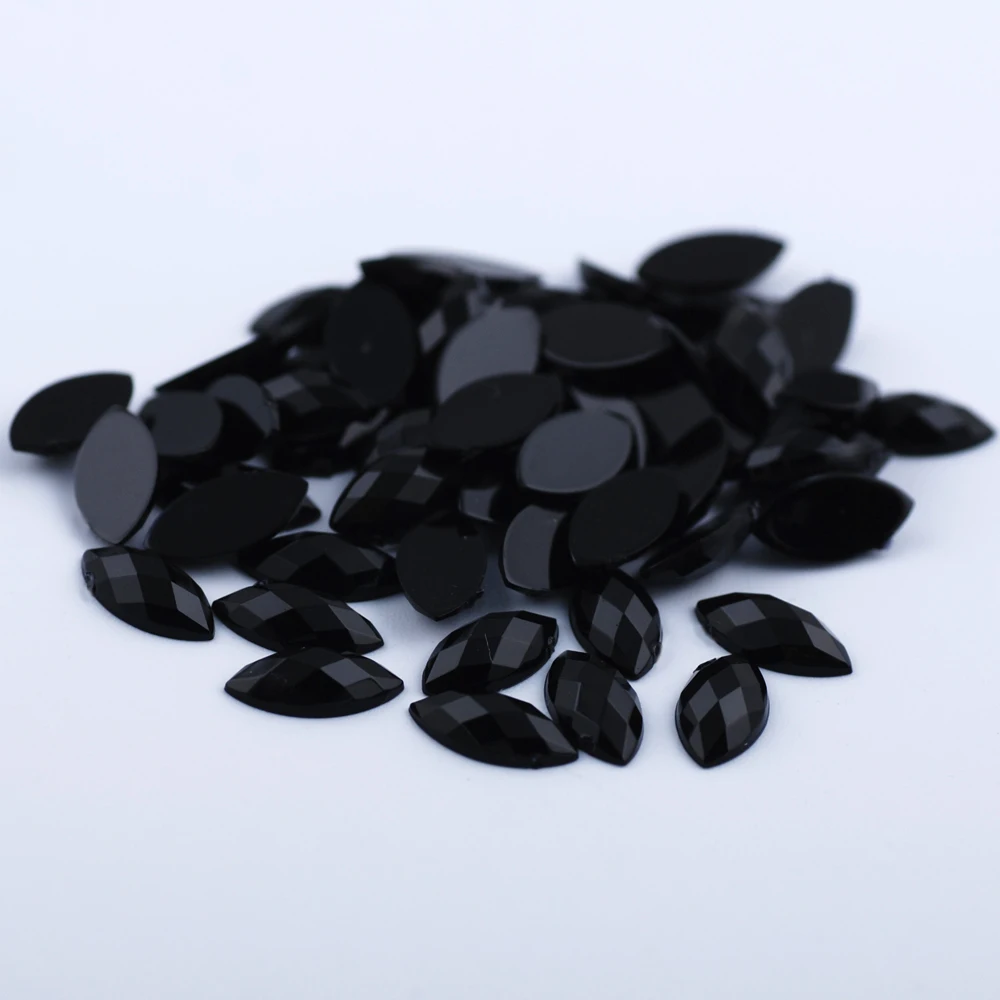 Black 5x10 мм, 100 штук, плоская задняя сторона, маркиза, грань земли, прозрачный кристалл, цветные акриловые стразы, бусины для украшения своими руками - Цвет: Black