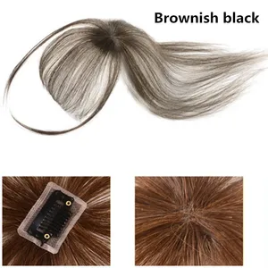 Тонкая 3D воздушная бразильская челка из натуральных волос, прямая аккуратная челка, удлинитель из натуральных волос Реми, повязка на голову, ручная работа