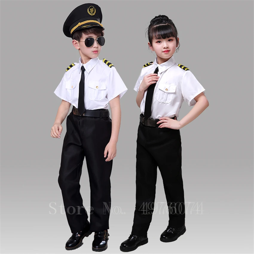 Маскарадный костюм пилота для мальчиков причудливый стюардесс самолет вечерние