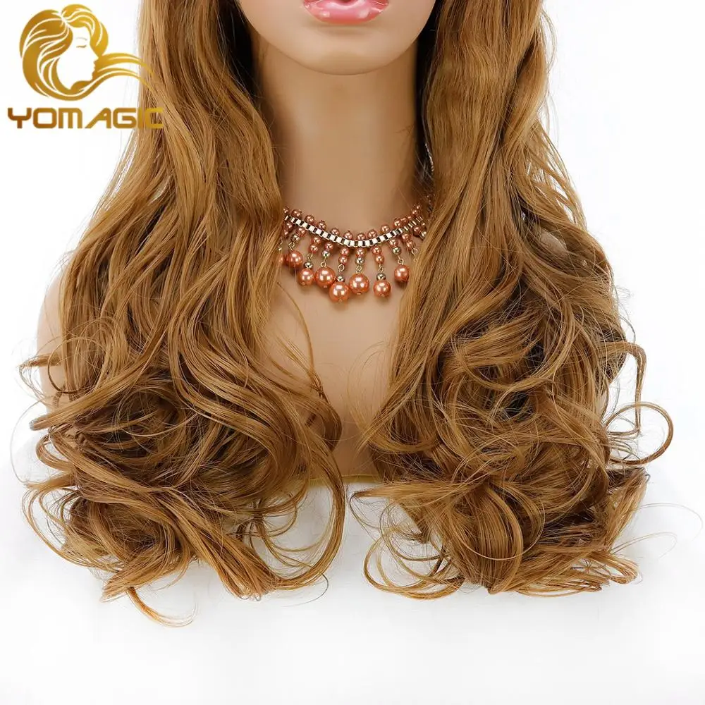 Yomic парики из синтетических волос коричневого цвета на сетке спереди для женщин