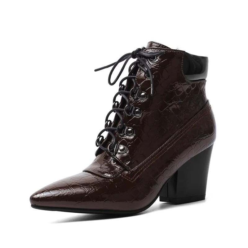 Женские ботильоны на шнуровке винно-красные черные в готическом стиле