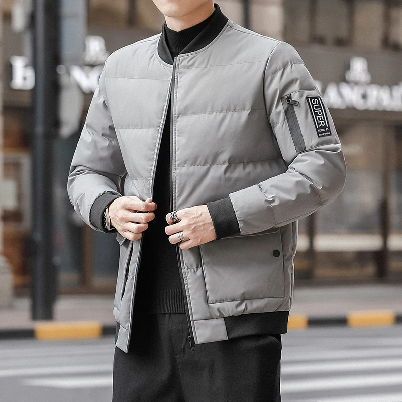 Для мужчин с Бейсбольным воротником Теплая стеганая хлопковая куртка со стоячим