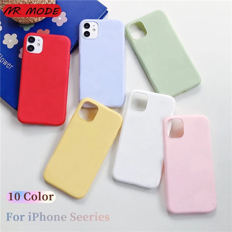 

Candy Color Silicone Case For iPhone 11 Pro MAX XR XS MAX 8 7 Plus 6 6s Plus X 12 Fashion Matte Soft TPU Back Protect Cover Capa
