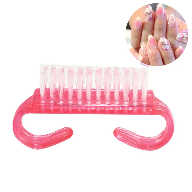 Nail Cleaning Brushes for Acrylic UV Gel Polish Random Color Calf Horn Plastic Remover Powder Dust Manicure Nail Art Care Tools