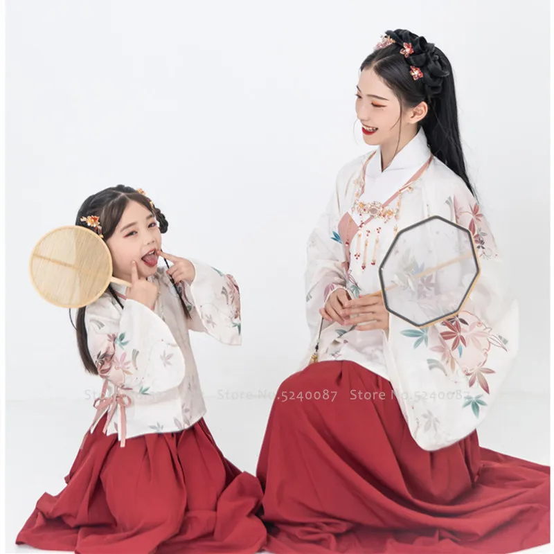 Мама и дочка китайский традиционный ханьфу вечерние платья для женщин девочек