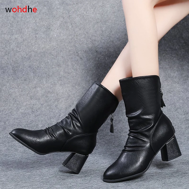 

Wohdhe Boots Female Women Shoes Botas De Mujer Gothic Ankle Boots Combat Boots For Women Chunky Heels Autumn Zip Boots