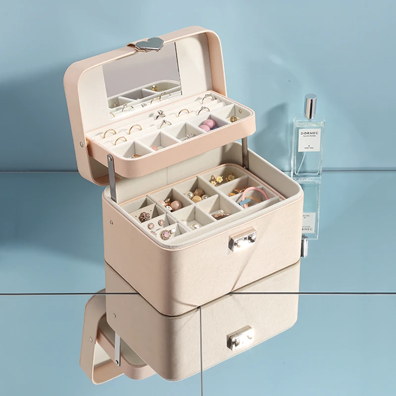 Casegrace Автоматическая кожаная шкатулка для украшений трехслойная коробка