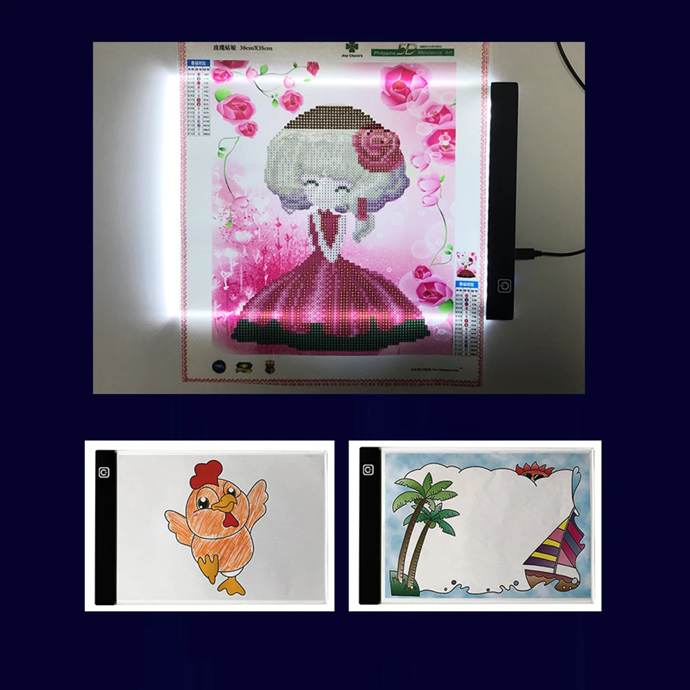 

A5 Size Three Level Dimmable Led Light Pad Tablet Eye Protection Easier For Diamond Painting Embroidery Tools Accessories