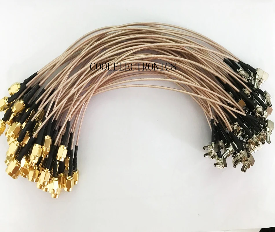 50 шт. разъем адаптера SMA папа к прямоугольному разъему CRC9 RF Coax Pigtail RG178 кабель 25