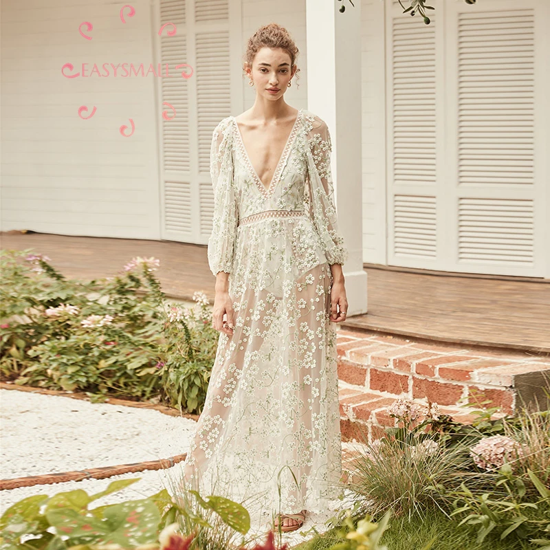 Женское платье с вышивкой EASYSMALL For love lemons сетчатые высококачественные вечерние
