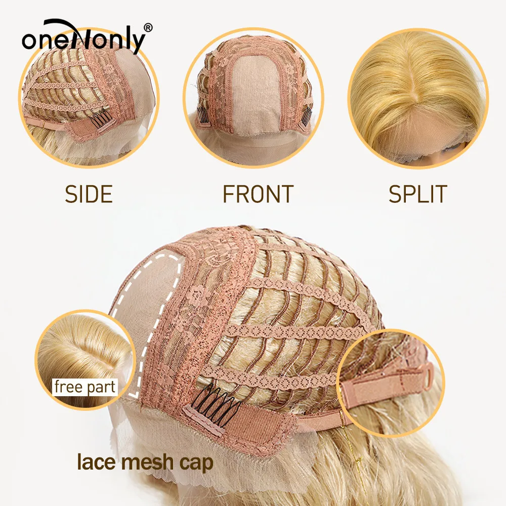 

oneNonly Long Light Blonde Loose Wave Omber Wigs Lace Front Synthetic Wigs Free Part for Women Natural Hair Heat Resistant