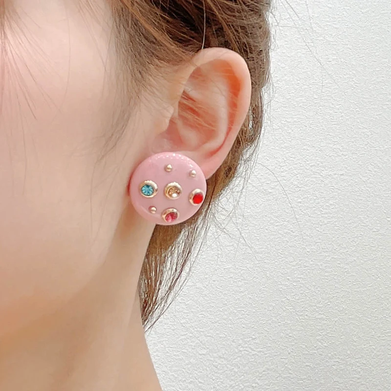 

GongLong Trendy Geometric Round Big Earrings For Women Girls Jewelry Fashion Crystal Studs Earring Cravejado Brincos Party Gift